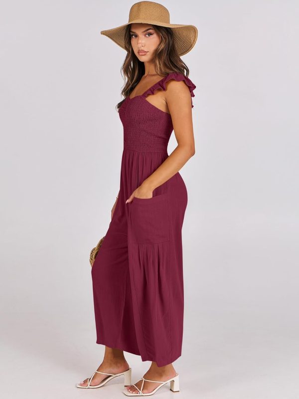 ANRABESS Women Summer Casual Dressy Sleeveless Smocked Wide Leg Linen Jumpsuits Rompers 2025 Trendy Travel Outfit Pocket - Image 31