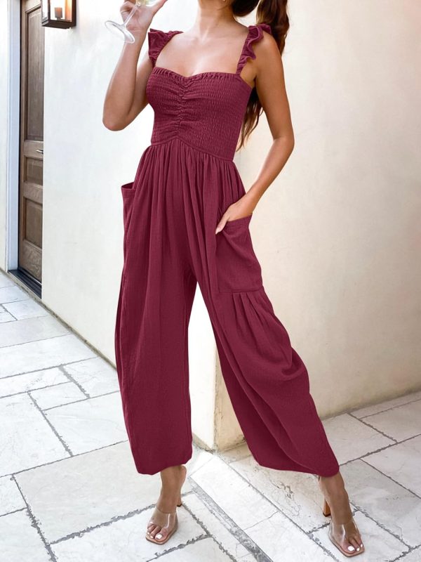 ANRABESS Women Summer Casual Dressy Sleeveless Smocked Wide Leg Linen Jumpsuits Rompers 2025 Trendy Travel Outfit Pocket - Image 33