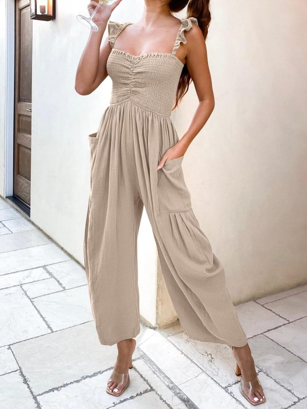 ANRABESS Women Summer Casual Dressy Sleeveless Smocked Wide Leg Linen Jumpsuits Rompers 2025 Trendy Travel Outfit Pocket - Image 40