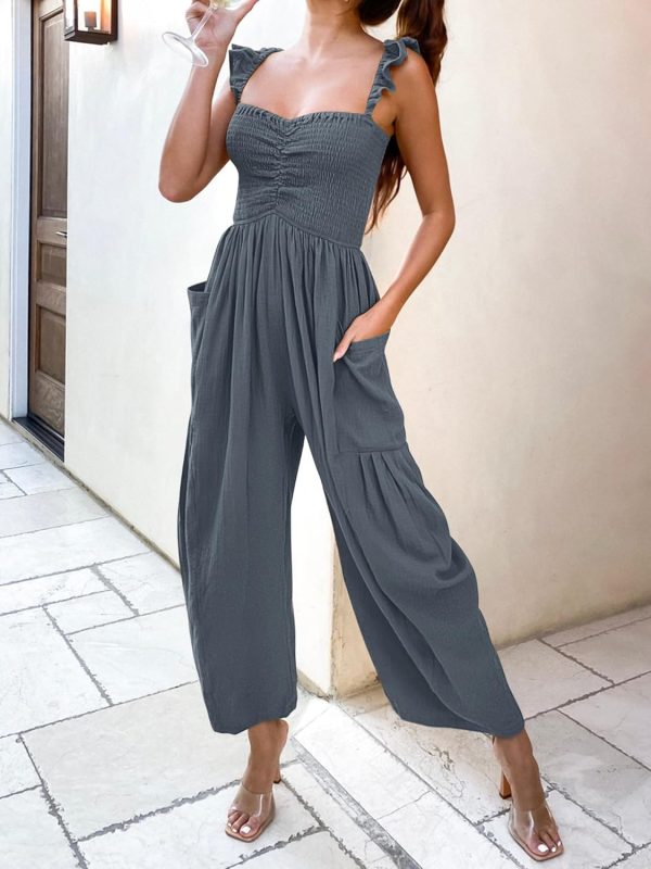 ANRABESS Women Summer Casual Dressy Sleeveless Smocked Wide Leg Linen Jumpsuits Rompers 2025 Trendy Travel Outfit Pocket - Image 47