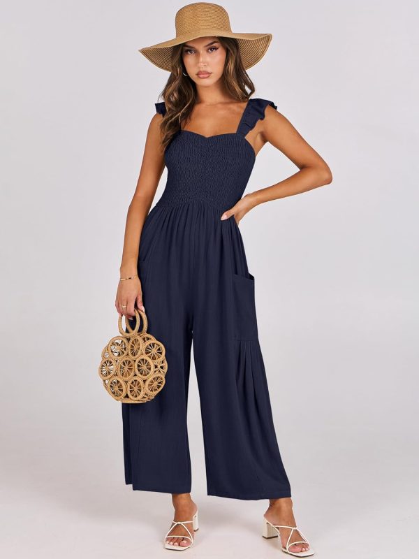 ANRABESS Women Summer Casual Dressy Sleeveless Smocked Wide Leg Linen Jumpsuits Rompers 2025 Trendy Travel Outfit Pocket - Image 51