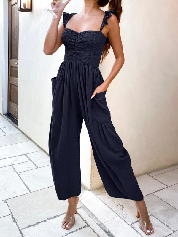 ANRABESS Women Summer Casual Dressy Sleeveless Smocked Wide Leg Linen Jumpsuits Rompers 2025 Trendy Travel Outfit Pocket - Image 54