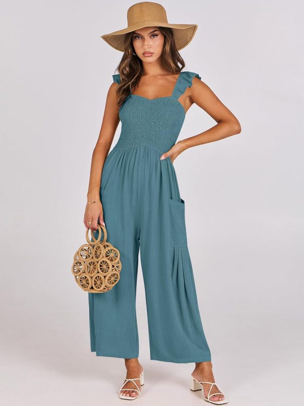 ANRABESS Women Summer Casual Dressy Sleeveless Smocked Wide Leg Linen Jumpsuits Rompers 2025 Trendy Travel Outfit Pocket - Image 58