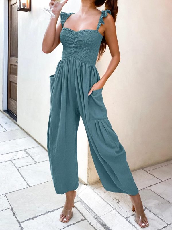 ANRABESS Women Summer Casual Dressy Sleeveless Smocked Wide Leg Linen Jumpsuits Rompers 2025 Trendy Travel Outfit Pocket - Image 61