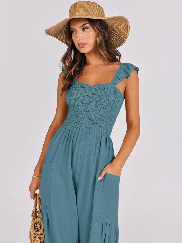 ANRABESS Women Summer Casual Dressy Sleeveless Smocked Wide Leg Linen Jumpsuits Rompers 2025 Trendy Travel Outfit Pocket - Image 62