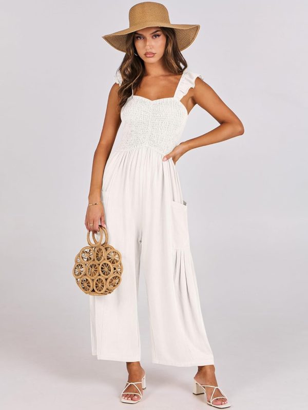 ANRABESS Women Summer Casual Dressy Sleeveless Smocked Wide Leg Linen Jumpsuits Rompers 2025 Trendy Travel Outfit Pocket - Image 65