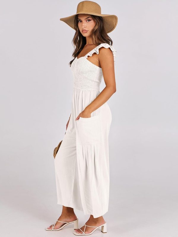 ANRABESS Women Summer Casual Dressy Sleeveless Smocked Wide Leg Linen Jumpsuits Rompers 2025 Trendy Travel Outfit Pocket - Image 66