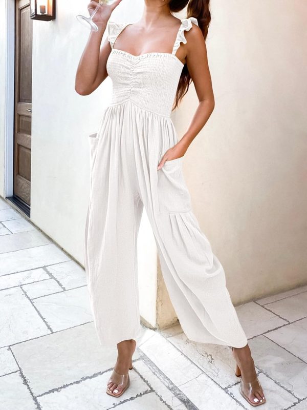 ANRABESS Women Summer Casual Dressy Sleeveless Smocked Wide Leg Linen Jumpsuits Rompers 2025 Trendy Travel Outfit Pocket - Image 68