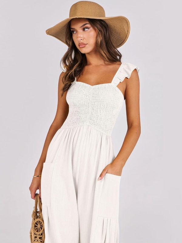 ANRABESS Women Summer Casual Dressy Sleeveless Smocked Wide Leg Linen Jumpsuits Rompers 2025 Trendy Travel Outfit Pocket - Image 69