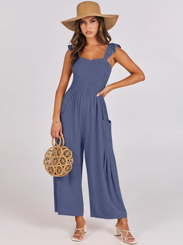 ANRABESS Women Summer Casual Dressy Sleeveless Smocked Wide Leg Linen Jumpsuits Rompers 2025 Trendy Travel Outfit Pocket - Image 72