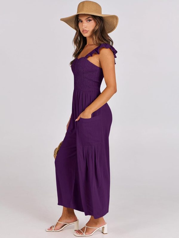ANRABESS Women Summer Casual Dressy Sleeveless Smocked Wide Leg Linen Jumpsuits Rompers 2025 Trendy Travel Outfit Pocket - Image 80