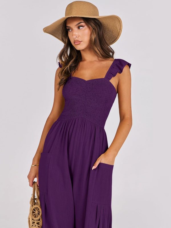 ANRABESS Women Summer Casual Dressy Sleeveless Smocked Wide Leg Linen Jumpsuits Rompers 2025 Trendy Travel Outfit Pocket - Image 83