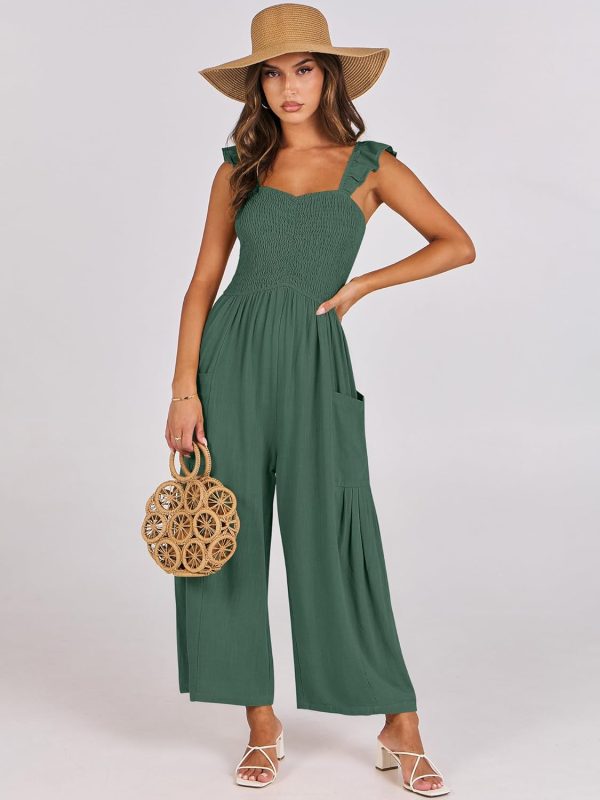 ANRABESS Women Summer Casual Dressy Sleeveless Smocked Wide Leg Linen Jumpsuits Rompers 2025 Trendy Travel Outfit Pocket - Image 86