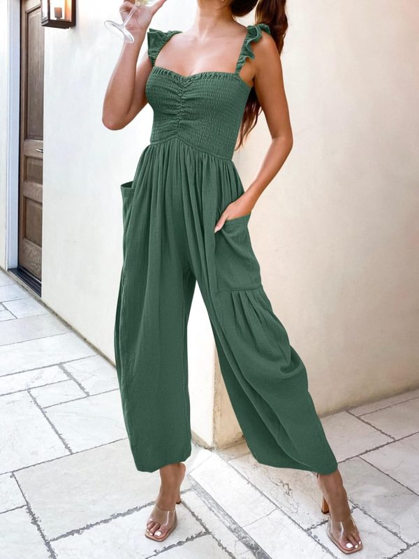 ANRABESS Women Summer Casual Dressy Sleeveless Smocked Wide Leg Linen Jumpsuits Rompers 2025 Trendy Travel Outfit Pocket - Image 89