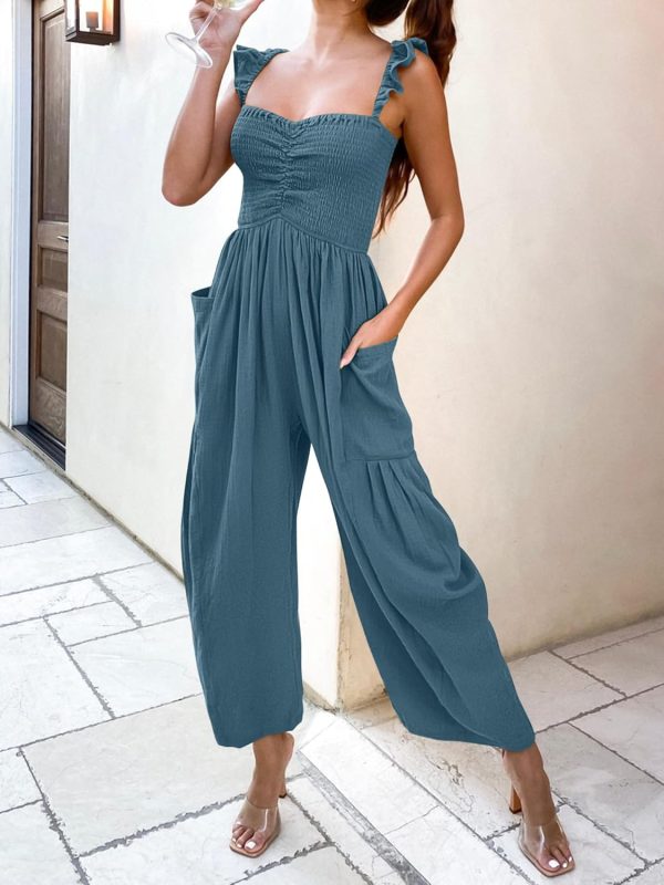 ANRABESS Women Summer Casual Dressy Sleeveless Smocked Wide Leg Linen Jumpsuits Rompers 2025 Trendy Travel Outfit Pocket - Image 96