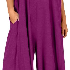 ANRABESS Women's Casual Summer Loose Jumpsuits Sleeveless Tank V Neck Wide Leg Long Pant Rompers Baggy Jumper with Pockets