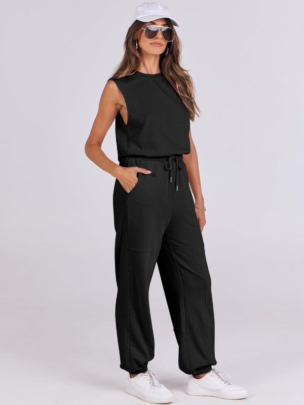 ANRABESS Jumpsuits for Women Casual Summer Sleeveless 2025 Romper One Piece Outfit Active Workout Lounge Jumpsuits Pockets - Image 4