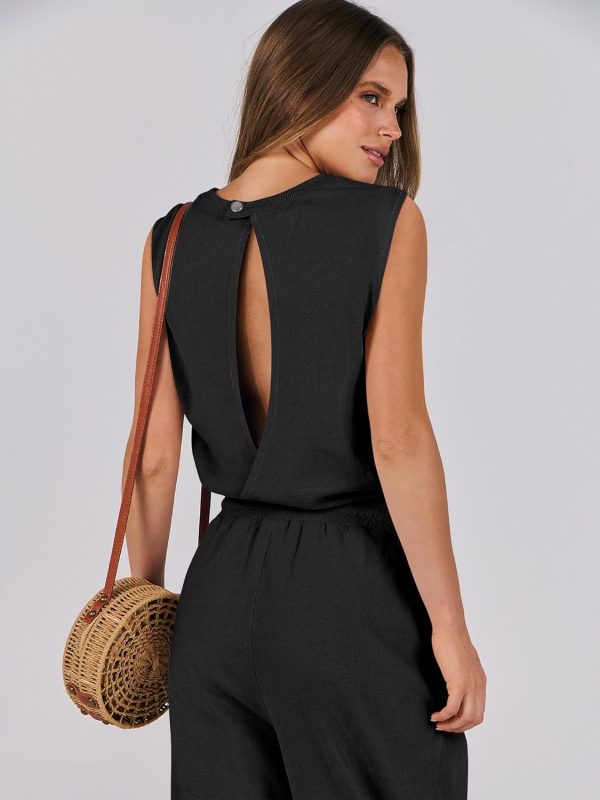 ANRABESS Jumpsuits for Women Casual Summer Sleeveless 2025 Romper One Piece Outfit Active Workout Lounge Jumpsuits Pockets - Image 5