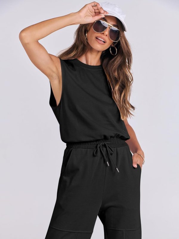 ANRABESS Jumpsuits for Women Casual Summer Sleeveless 2025 Romper One Piece Outfit Active Workout Lounge Jumpsuits Pockets - Image 7