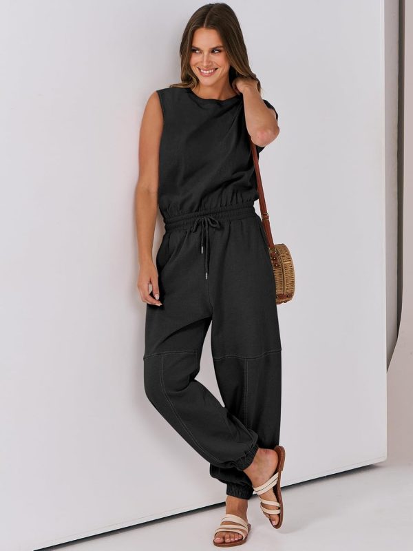 ANRABESS Jumpsuits for Women Casual Summer Sleeveless 2025 Romper One Piece Outfit Active Workout Lounge Jumpsuits Pockets - Image 8