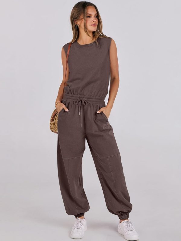 ANRABESS Jumpsuits for Women Casual Summer Sleeveless 2025 Romper One Piece Outfit Active Workout Lounge Jumpsuits Pockets - Image 11