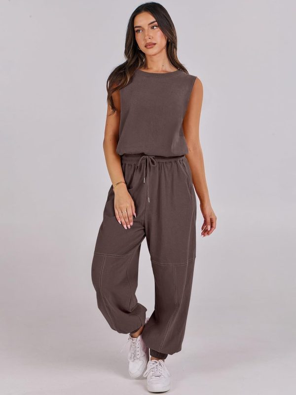 ANRABESS Jumpsuits for Women Casual Summer Sleeveless 2025 Romper One Piece Outfit Active Workout Lounge Jumpsuits Pockets - Image 12