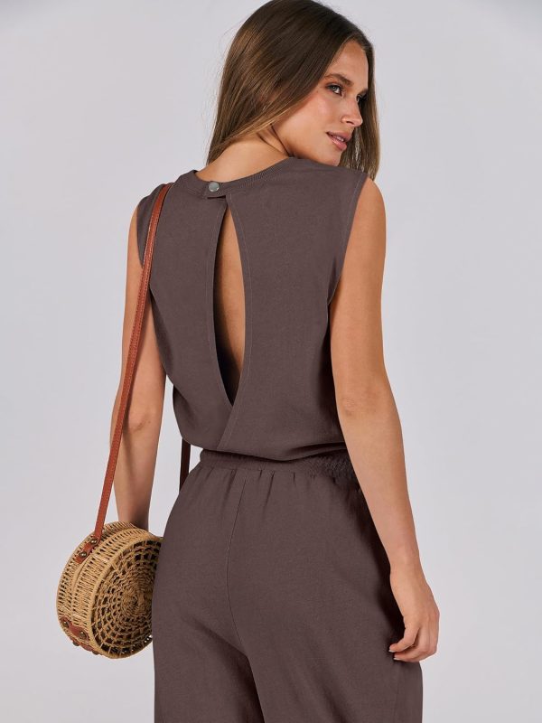 ANRABESS Jumpsuits for Women Casual Summer Sleeveless 2025 Romper One Piece Outfit Active Workout Lounge Jumpsuits Pockets - Image 14