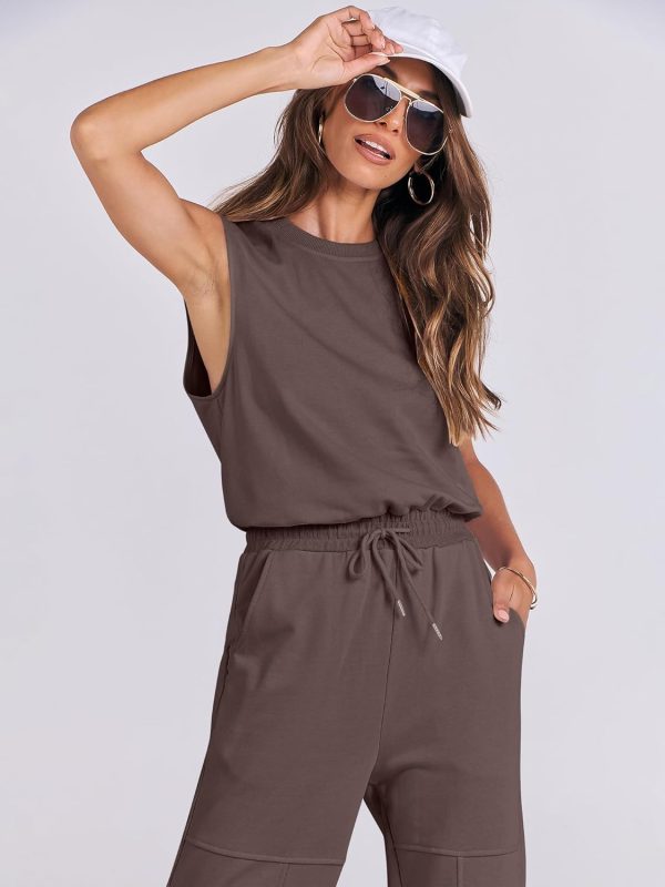 ANRABESS Jumpsuits for Women Casual Summer Sleeveless 2025 Romper One Piece Outfit Active Workout Lounge Jumpsuits Pockets - Image 16