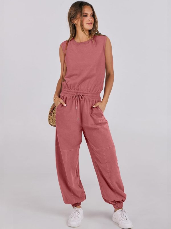 ANRABESS Jumpsuits for Women Casual Summer Sleeveless 2025 Romper One Piece Outfit Active Workout Lounge Jumpsuits Pockets - Image 20