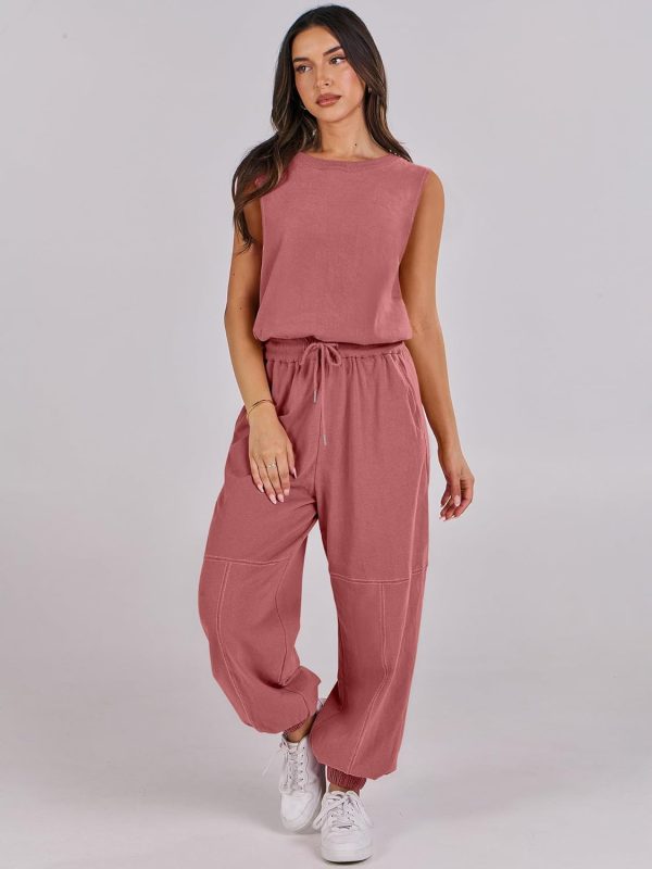 ANRABESS Jumpsuits for Women Casual Summer Sleeveless 2025 Romper One Piece Outfit Active Workout Lounge Jumpsuits Pockets - Image 21