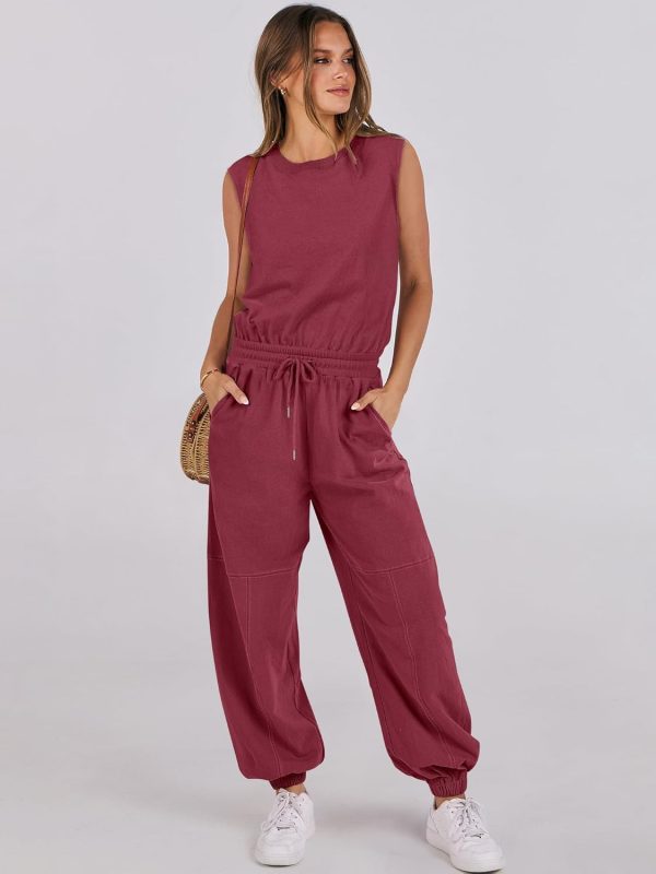 ANRABESS Jumpsuits for Women Casual Summer Sleeveless 2025 Romper One Piece Outfit Active Workout Lounge Jumpsuits Pockets - Image 29