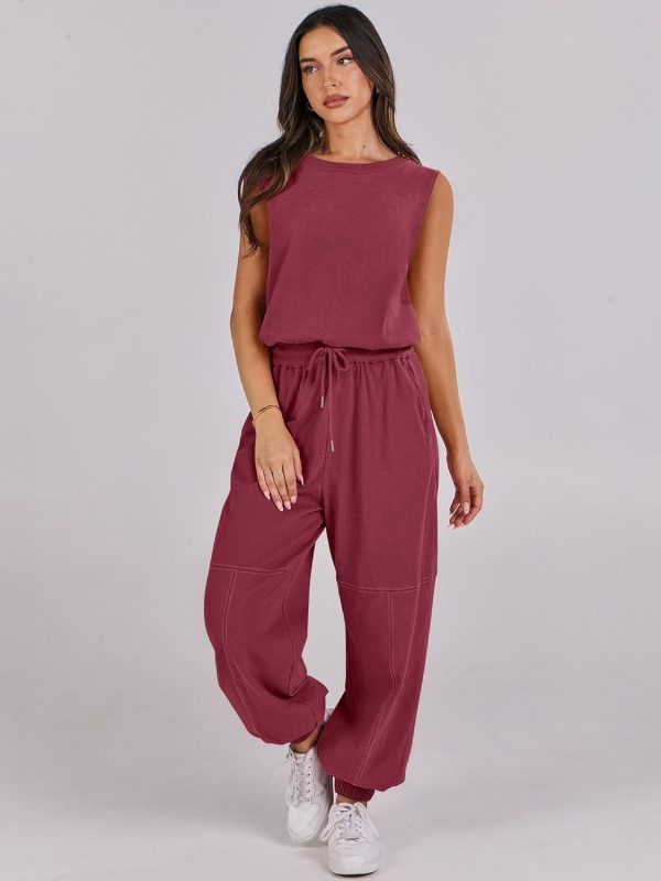 ANRABESS Jumpsuits for Women Casual Summer Sleeveless 2025 Romper One Piece Outfit Active Workout Lounge Jumpsuits Pockets - Image 30