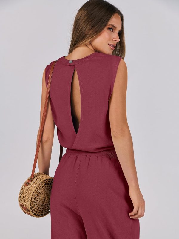 ANRABESS Jumpsuits for Women Casual Summer Sleeveless 2025 Romper One Piece Outfit Active Workout Lounge Jumpsuits Pockets - Image 32