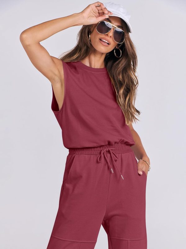ANRABESS Jumpsuits for Women Casual Summer Sleeveless 2025 Romper One Piece Outfit Active Workout Lounge Jumpsuits Pockets - Image 34