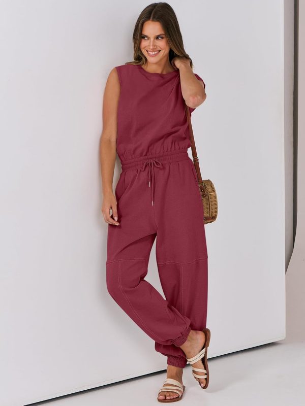 ANRABESS Jumpsuits for Women Casual Summer Sleeveless 2025 Romper One Piece Outfit Active Workout Lounge Jumpsuits Pockets - Image 35