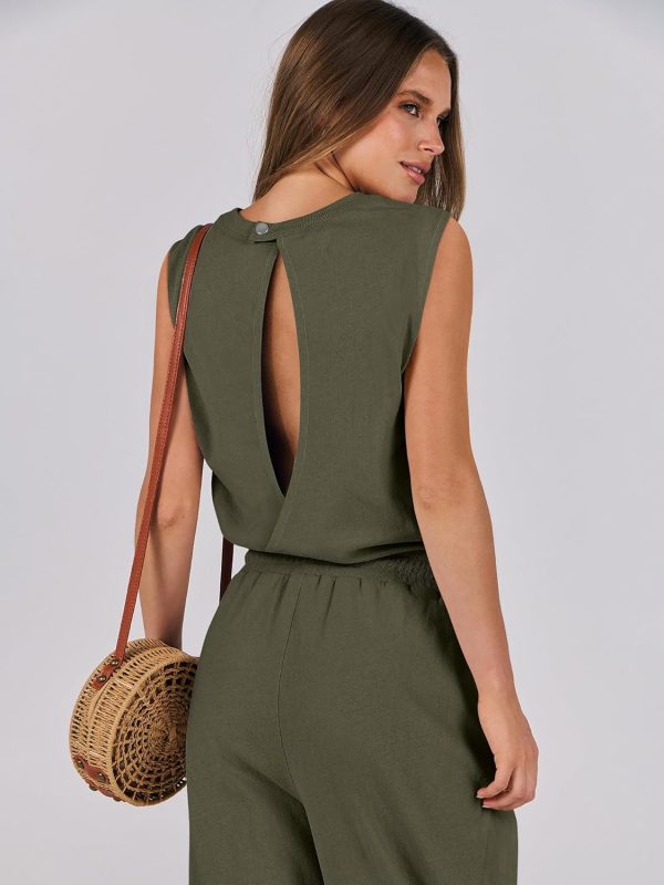 ANRABESS Jumpsuits for Women Casual Summer Sleeveless 2025 Romper One Piece Outfit Active Workout Lounge Jumpsuits Pockets - Image 41
