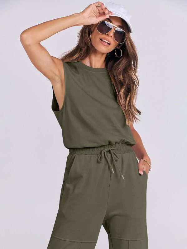 ANRABESS Jumpsuits for Women Casual Summer Sleeveless 2025 Romper One Piece Outfit Active Workout Lounge Jumpsuits Pockets - Image 43