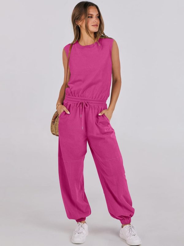 ANRABESS Jumpsuits for Women Casual Summer Sleeveless 2025 Romper One Piece Outfit Active Workout Lounge Jumpsuits Pockets - Image 47