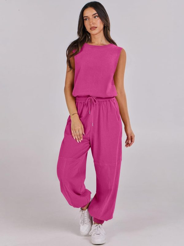 ANRABESS Jumpsuits for Women Casual Summer Sleeveless 2025 Romper One Piece Outfit Active Workout Lounge Jumpsuits Pockets - Image 48