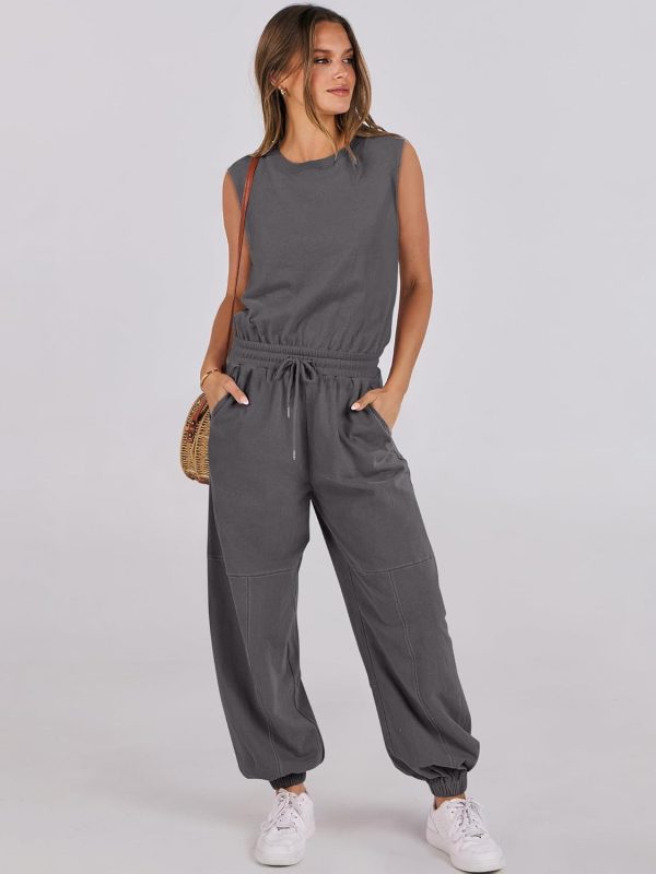 ANRABESS Jumpsuits for Women Casual Summer Sleeveless 2025 Romper One Piece Outfit Active Workout Lounge Jumpsuits Pockets - Image 56