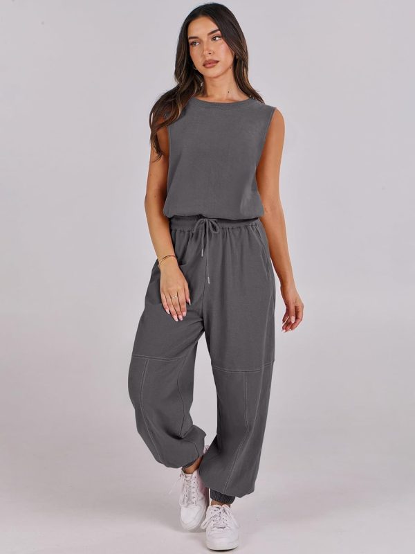 ANRABESS Jumpsuits for Women Casual Summer Sleeveless 2025 Romper One Piece Outfit Active Workout Lounge Jumpsuits Pockets - Image 57