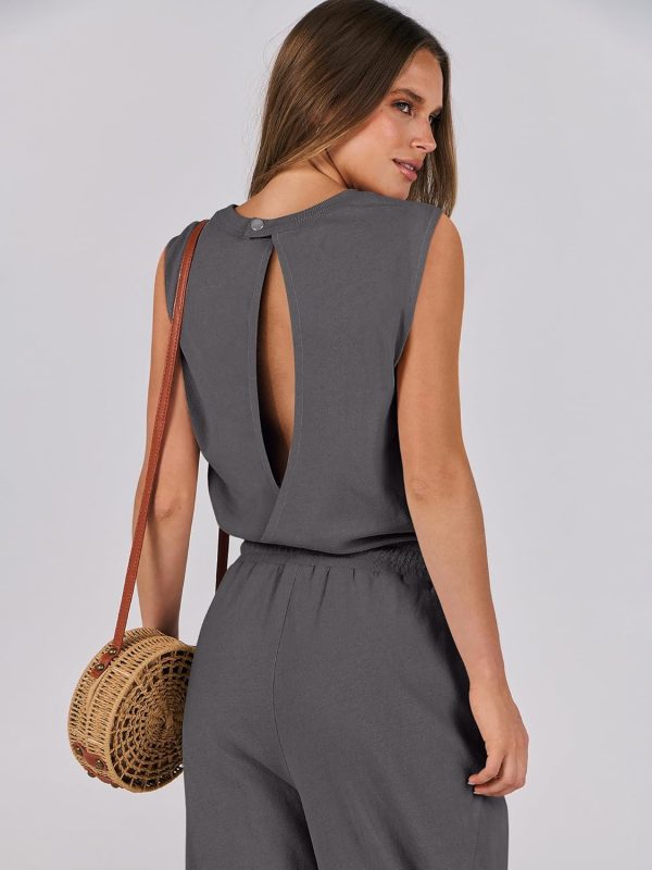 ANRABESS Jumpsuits for Women Casual Summer Sleeveless 2025 Romper One Piece Outfit Active Workout Lounge Jumpsuits Pockets - Image 59