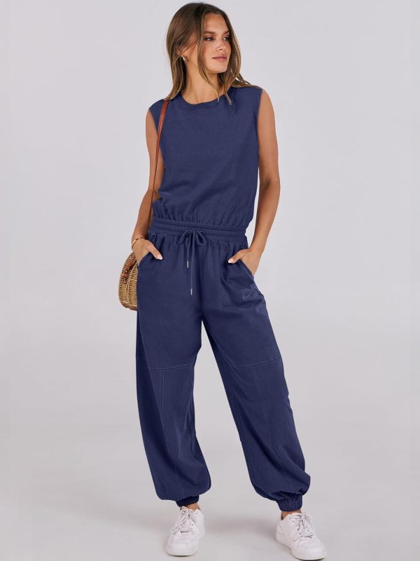ANRABESS Jumpsuits for Women Casual Summer Sleeveless 2025 Romper One Piece Outfit Active Workout Lounge Jumpsuits Pockets - Image 65