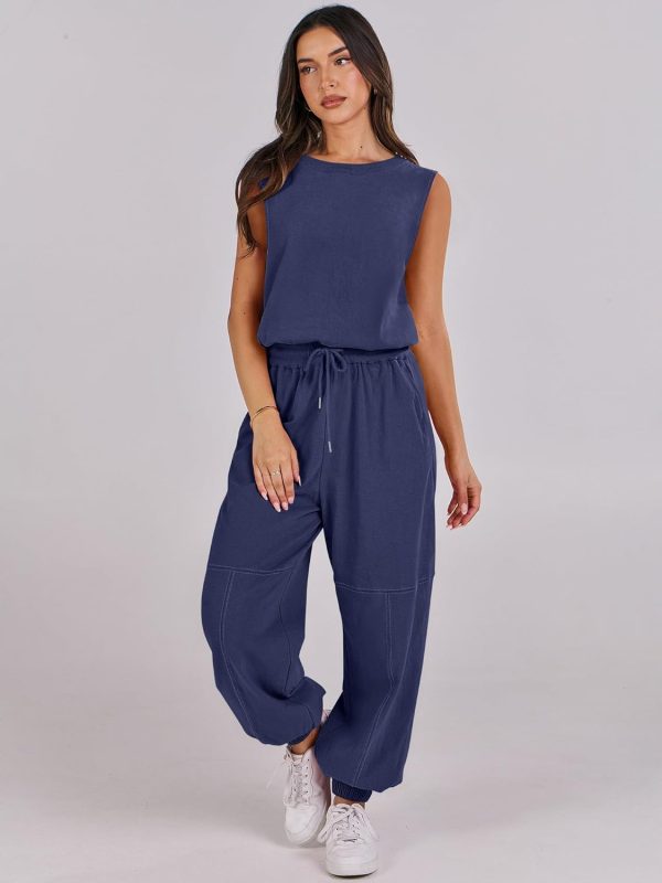 ANRABESS Jumpsuits for Women Casual Summer Sleeveless 2025 Romper One Piece Outfit Active Workout Lounge Jumpsuits Pockets - Image 66