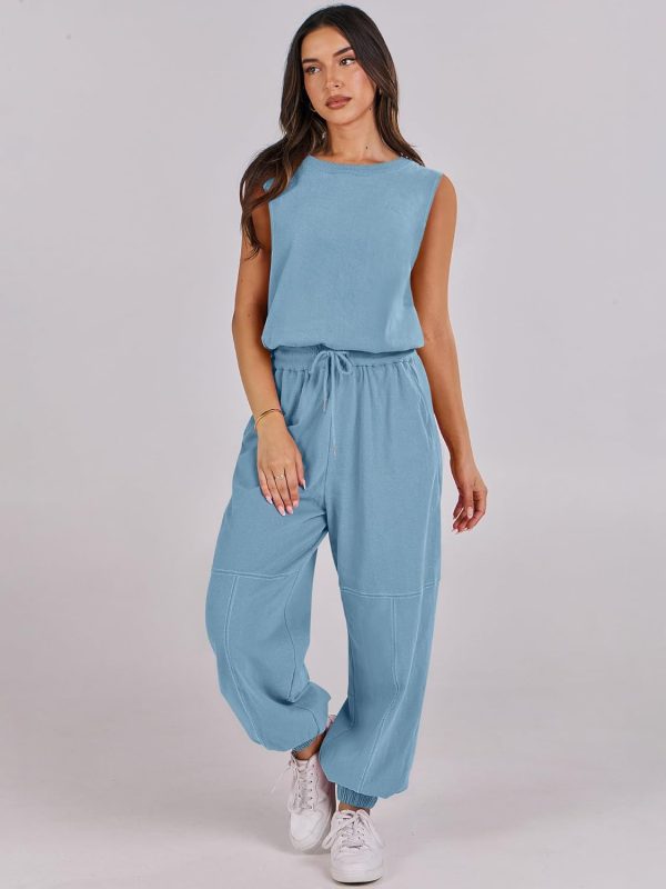 ANRABESS Jumpsuits for Women Casual Summer Sleeveless 2025 Romper One Piece Outfit Active Workout Lounge Jumpsuits Pockets - Image 75