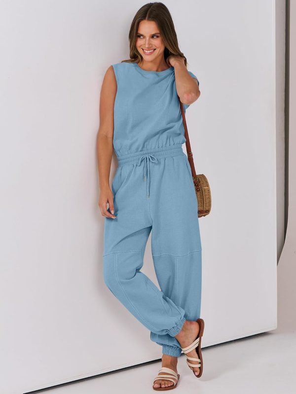 ANRABESS Jumpsuits for Women Casual Summer Sleeveless 2025 Romper One Piece Outfit Active Workout Lounge Jumpsuits Pockets - Image 80