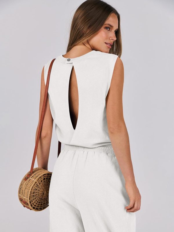 ANRABESS Jumpsuits for Women Casual Summer Sleeveless 2025 Romper One Piece Outfit Active Workout Lounge Jumpsuits Pockets - Image 86