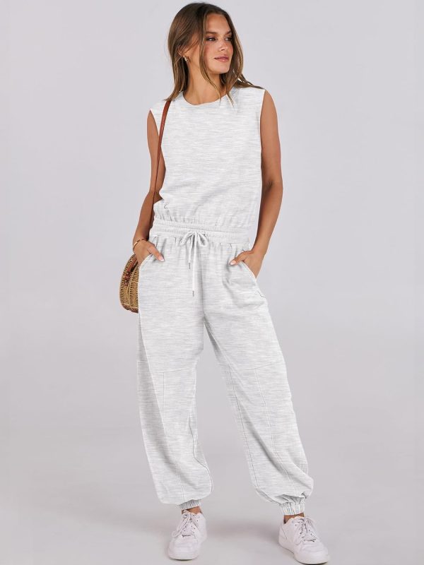 ANRABESS Jumpsuits for Women Casual Summer Sleeveless 2025 Romper One Piece Outfit Active Workout Lounge Jumpsuits Pockets - Image 92