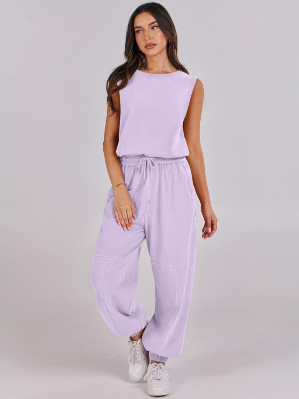 ANRABESS Jumpsuits for Women Casual Summer Sleeveless 2025 Romper One Piece Outfit Active Workout Lounge Jumpsuits Pockets - Image 102