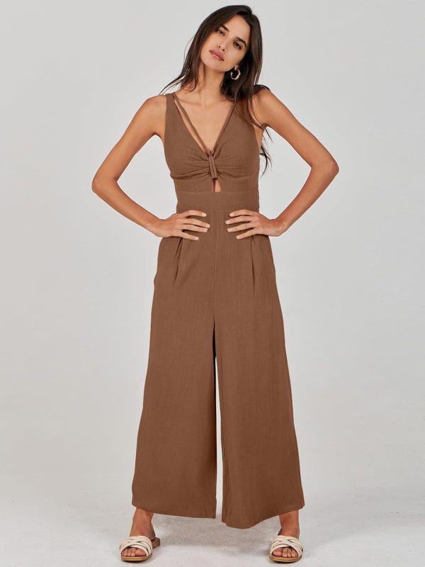 ANRABESS Women's Jumpsuits Summer Wide Leg Sleeveless V Neck Casual Dressy Linen Pants Rompers 2025 Vacation Beach Outfits - Image 27